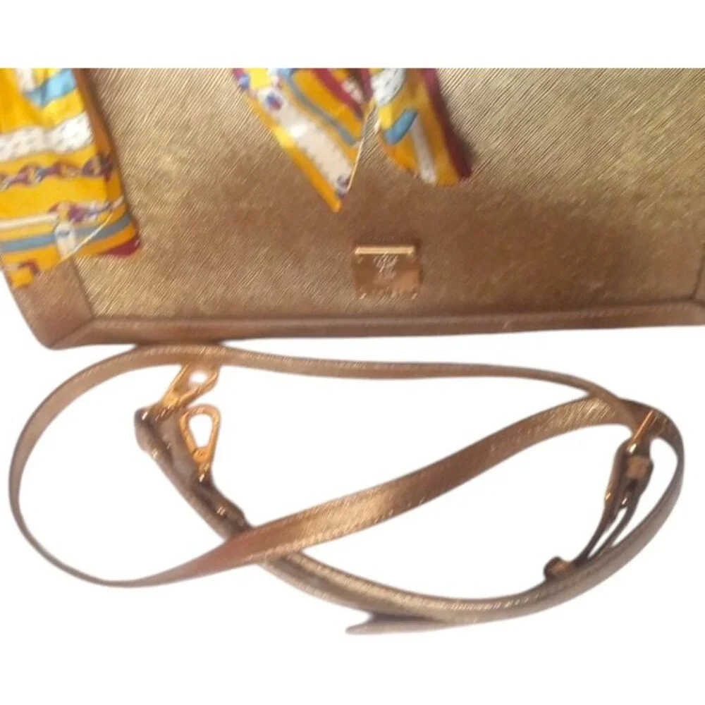 MCM Nuovo Leather Satchel with Crossbody | Gold